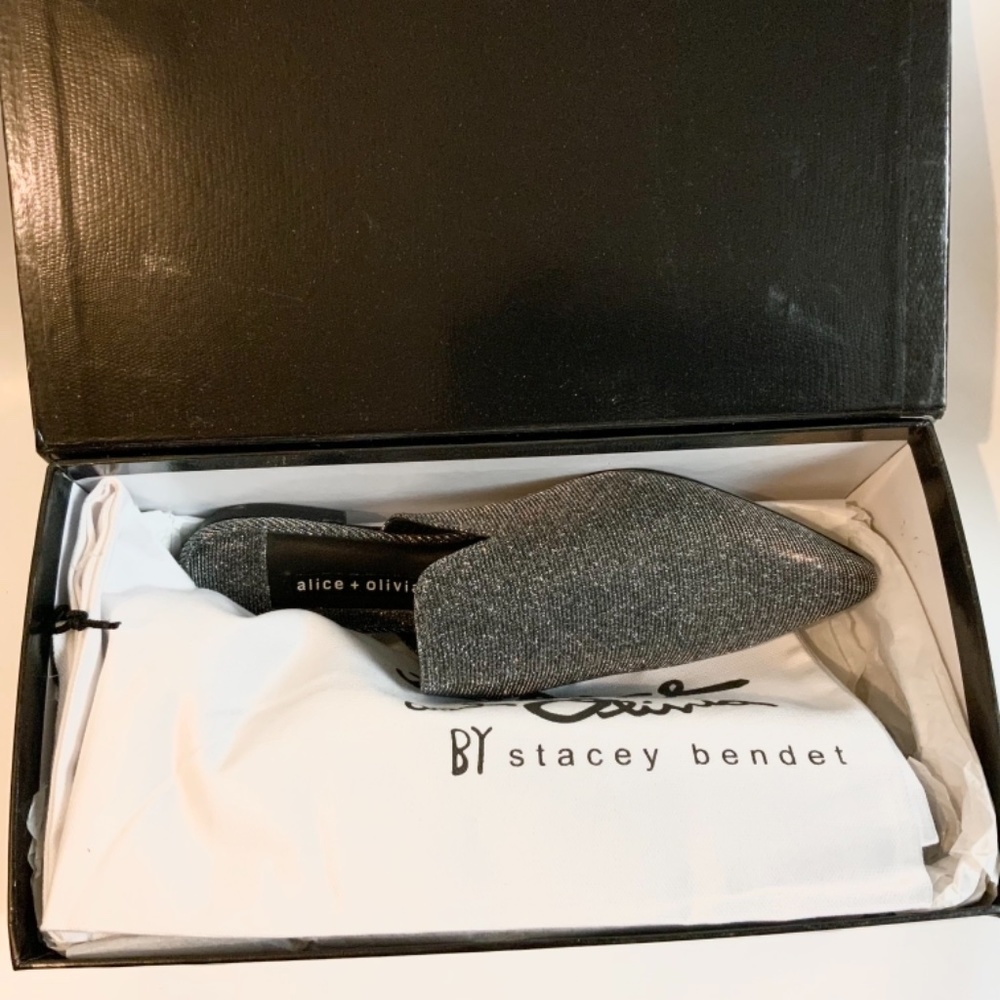 Alice + Olivia Madalyn Loafer Flat Mule Silver - Picture 6 of 12